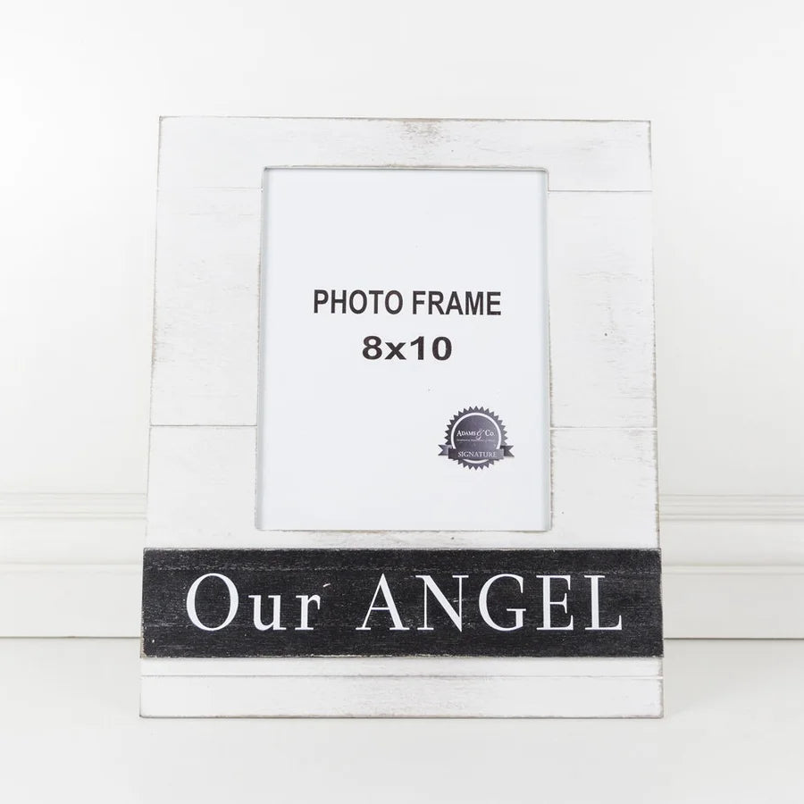 "Our Angel" Wooden Photo Frame - White/Black