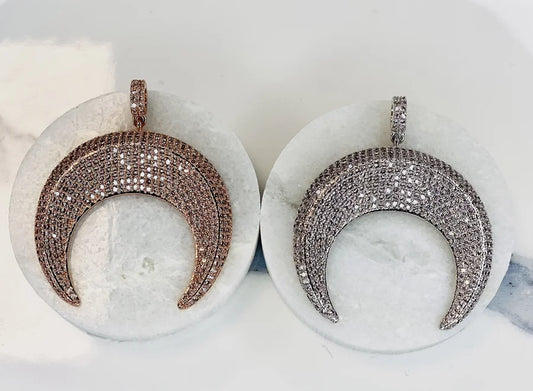 Crystal Crescent Moon Pendants (Large)