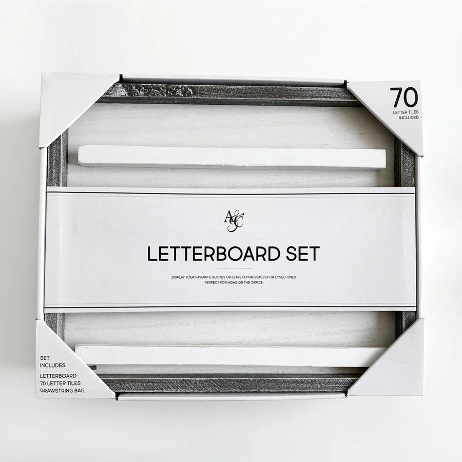 White/Black Letterboard Kit w/ Letter Tiles - 15" x 13" x 1.5"