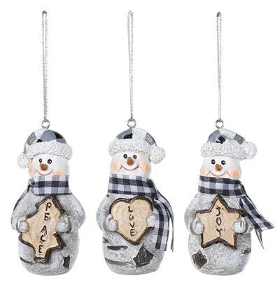 Resin Black & White Snowman Ornaments (3 Styles)