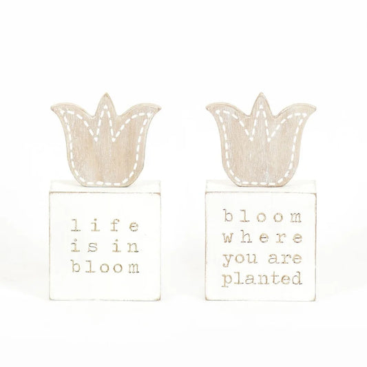 "Bloom" Tulip Wooden Block - Reversible