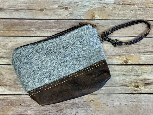 LEATHER FAUX FUR WRISTLET