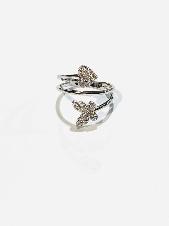 Sterling Silver Cubic Zirconia Butterfly Ring