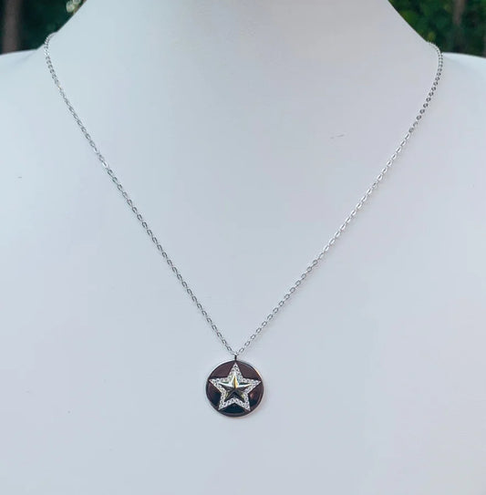 Sterling Silver Cubic Zirconia Star Pendant Necklace - 16-18"