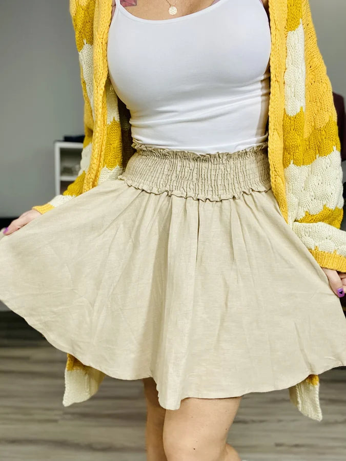 Reg/Plus Beige Skort w/ Wide Elastic Waistband