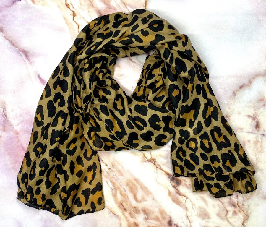 Caramel Brown Animal Print Scarf
