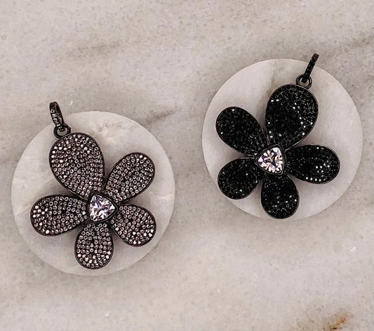 Pave Crystal Flower Pendants (Large)