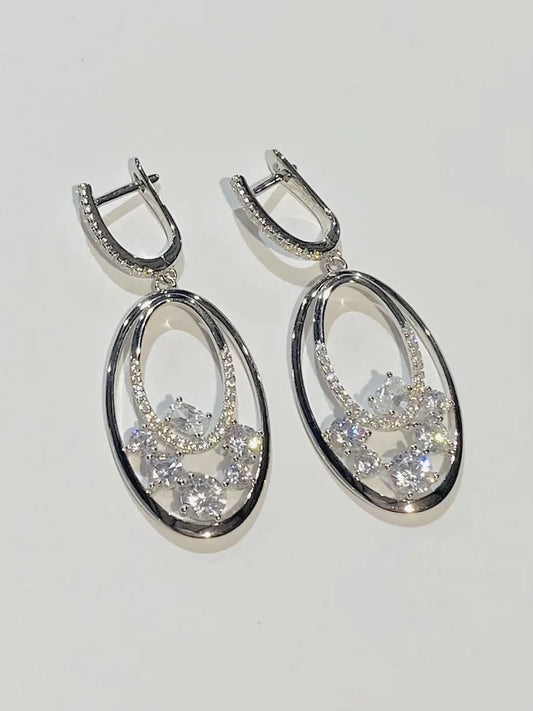 Sterling Silver Cubic Zirconia Fancy Drop Earrings