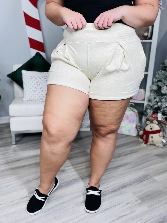 Reg/Plus Sand Smocked Waist Cuffed Shorts