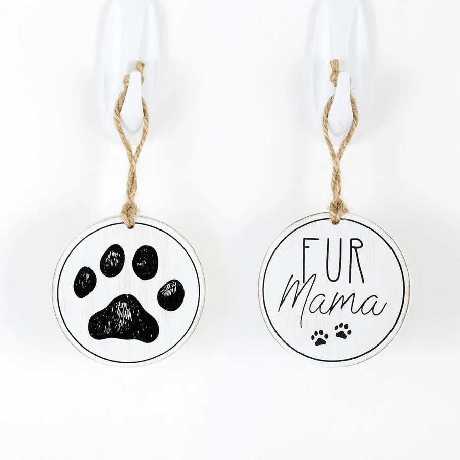 "Fur Mama" Wooden Round Ornament - Reversible