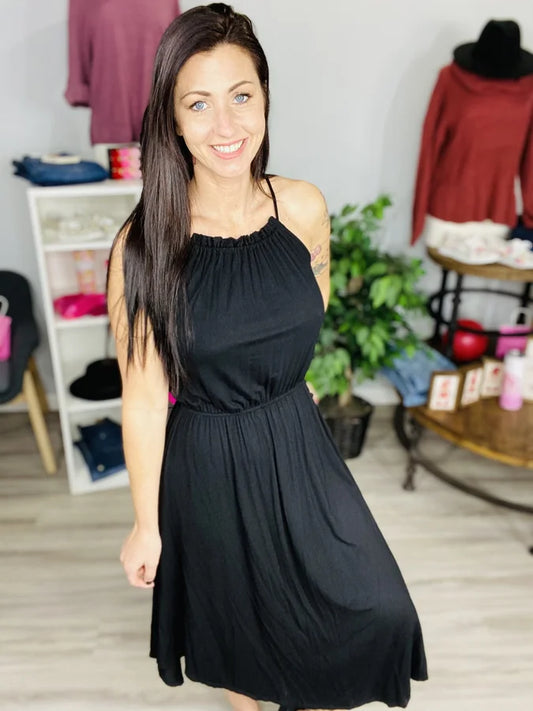 Black Sleeveless Maxi Dress w/ Back Tie Detail