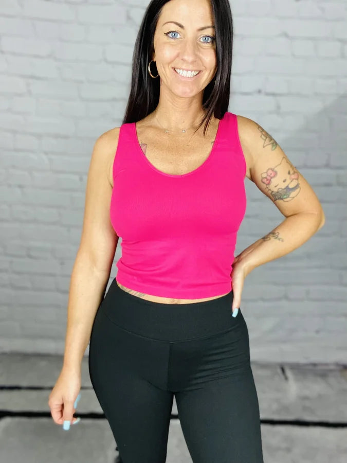 "Find Your Beauty" Seamless Reversible Neckline Tank