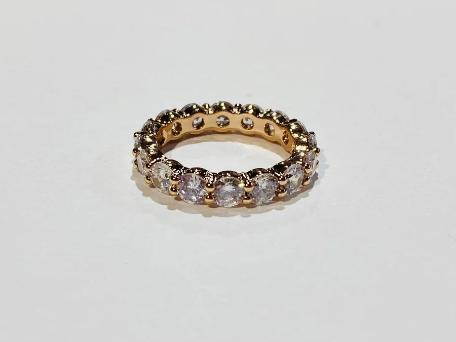 Rose Gold Plated Round Cubic Zirconia Eternity Band