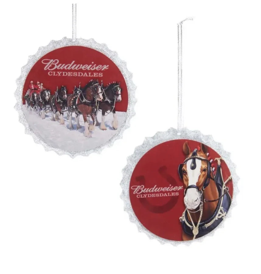 Budweiser Clydesdale Horse Beer Cap Ornaments (Set of 2)