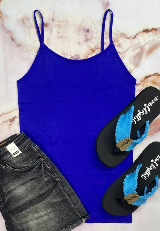 Zenana - Bright Blue Scoop Neck Spaghetti Strap Cami